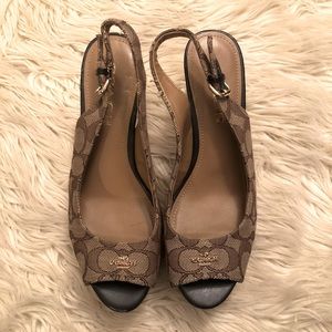 COACH Slingback Wedge Heels Size 6.5